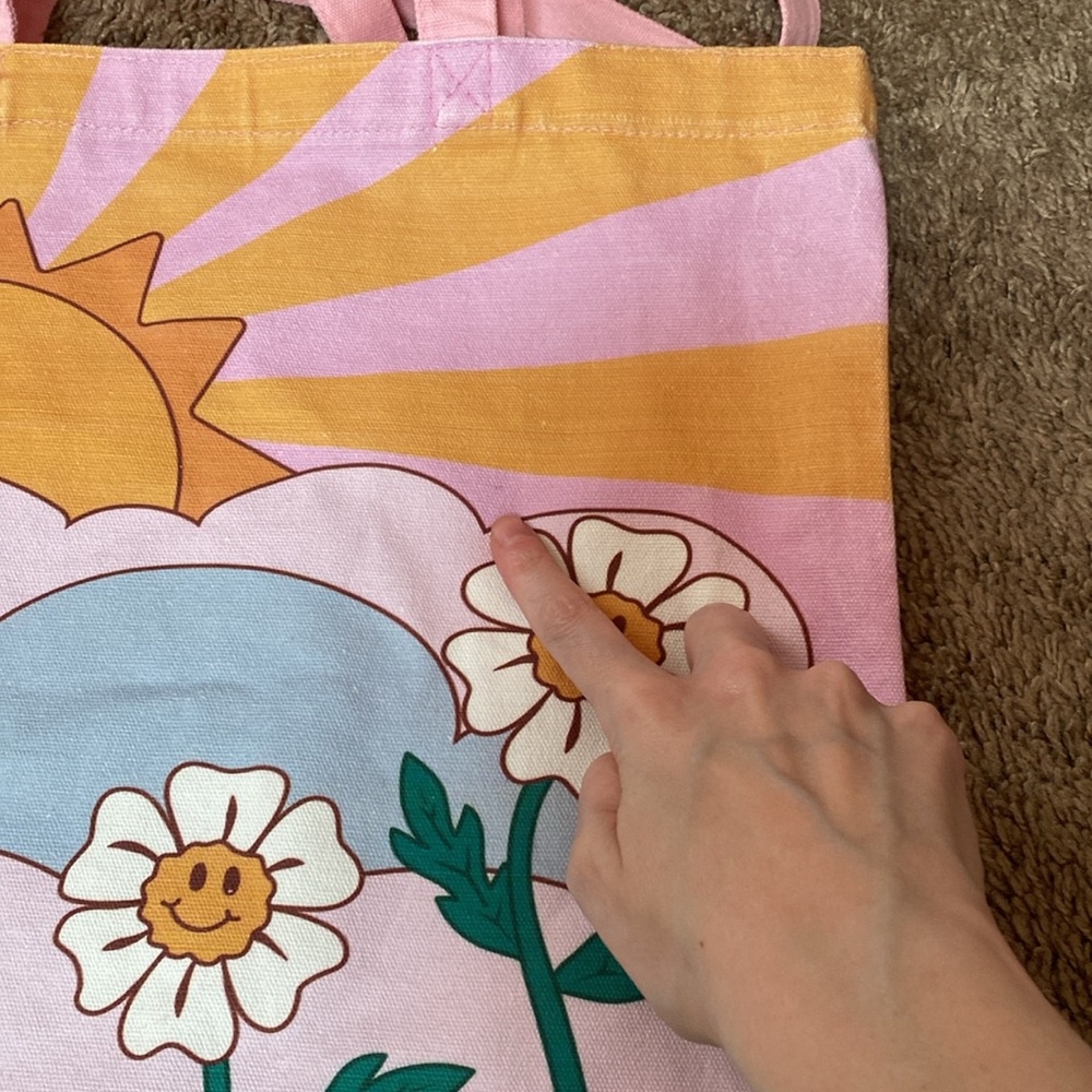 Skinny Dip London Cotton Canvas Groovy 60’s Psychedelic Mushroom Flower Tote Bag - Picture 13 of 13
